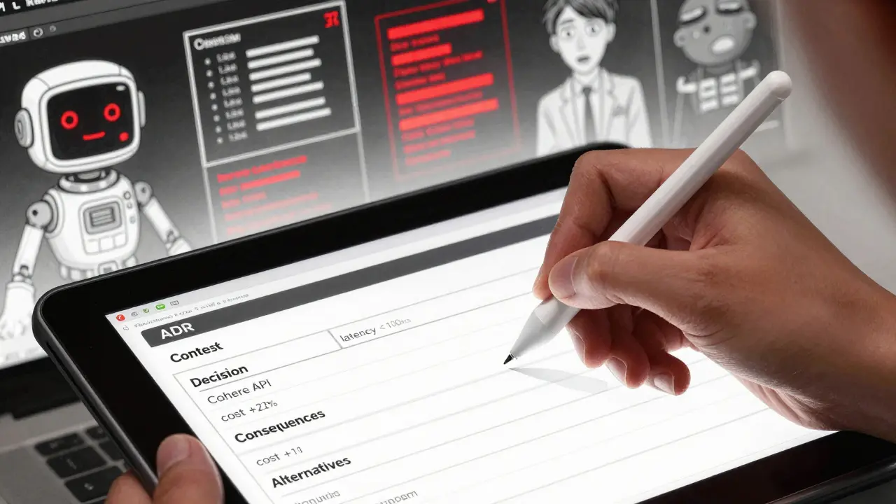 Hand signing a digital ADR with technical details visible, ghostly system failures fading behind.