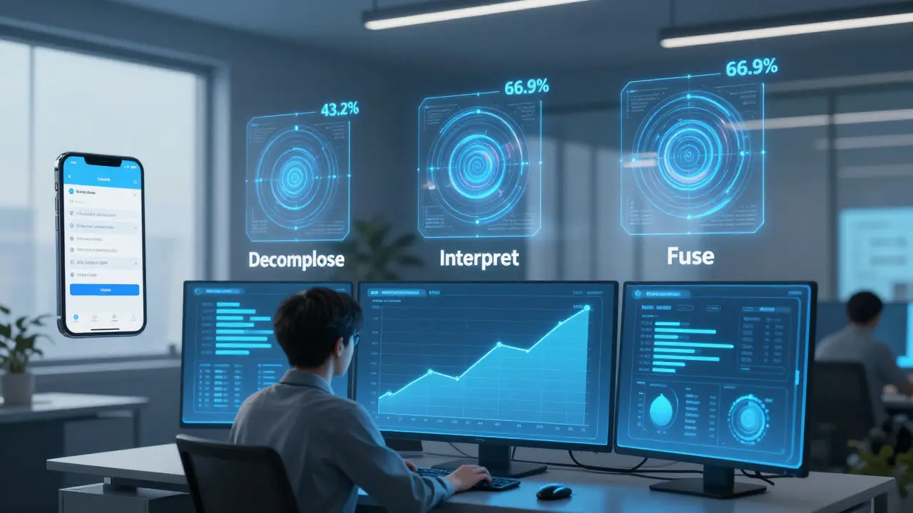 Enterprise dashboard showing accuracy rise while mobile device lags behind.