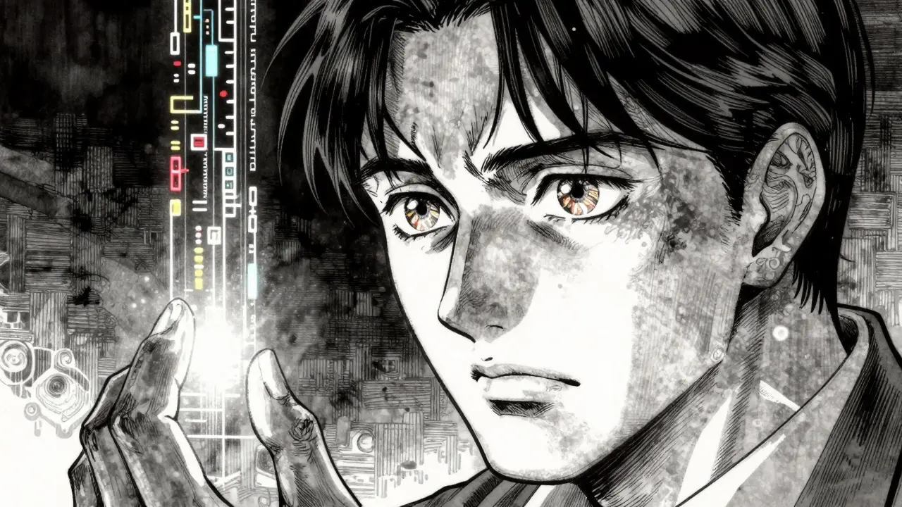 Engineer reviewing digital data stream with focus