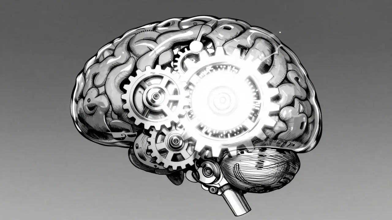 Glowing mechanical brain showing hidden processing