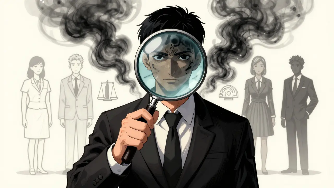 Gekiga illustration showing AI judge bias detection and model architecture separation.