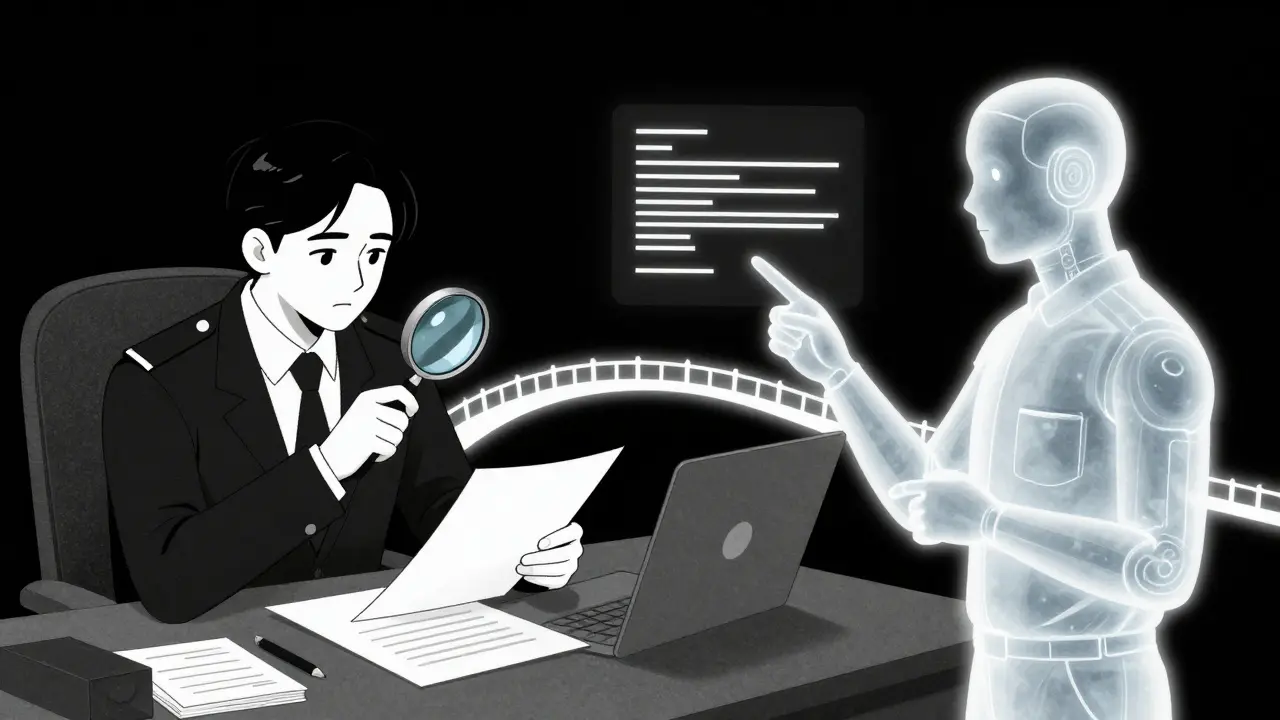 Human inspector and AI collaborating via light bridge