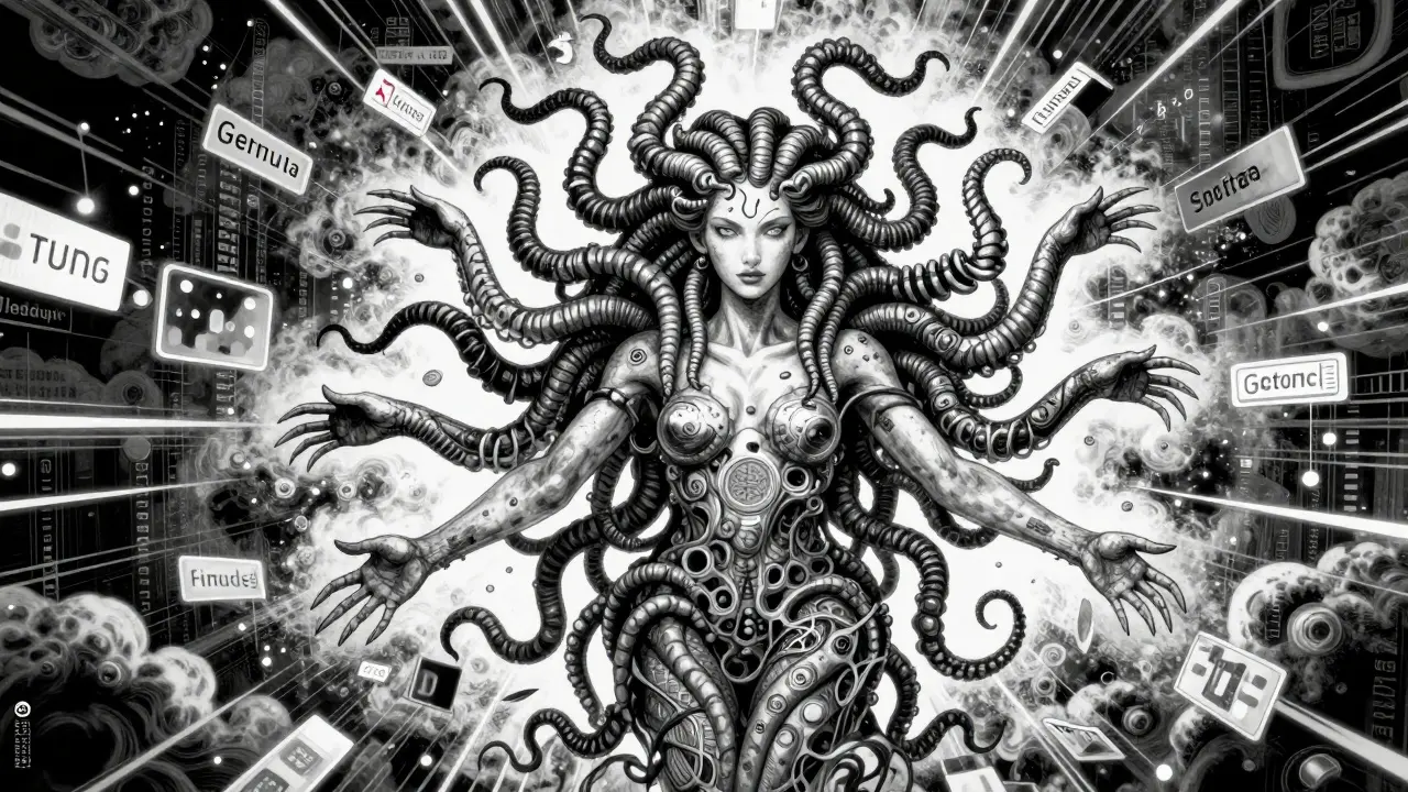 Medusa architecture with multiple prediction heads extending