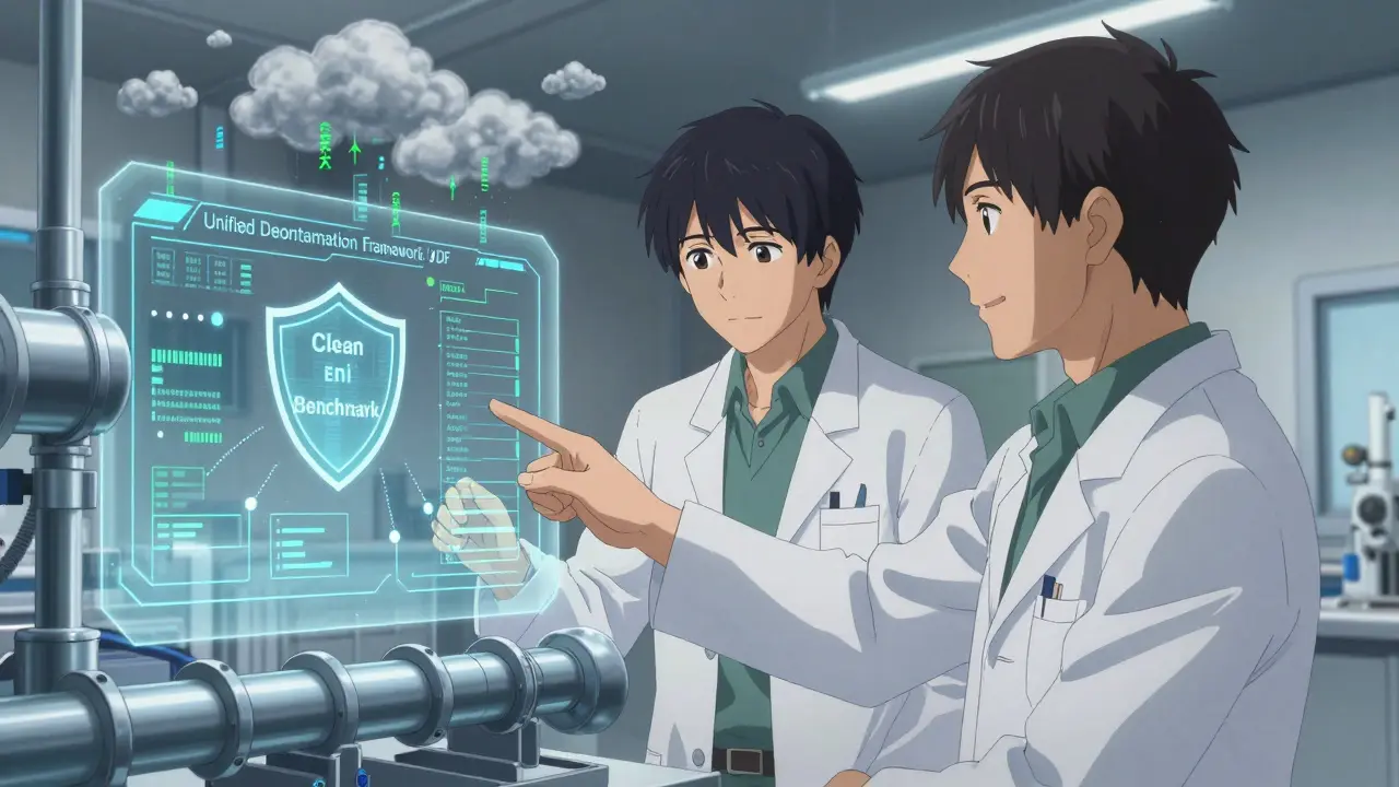 Scientists implementing clean AI evaluation protocols in a lab