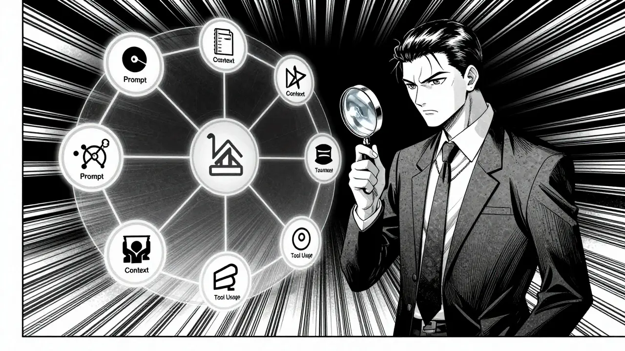 Detective auditing a floating decision tree flowchart