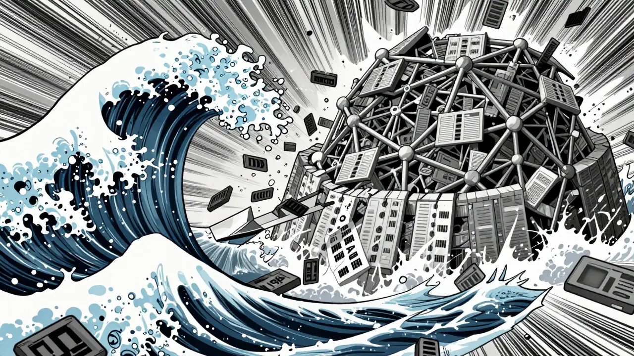 Dynamic Gekiga art showing data waves being clipped and noised