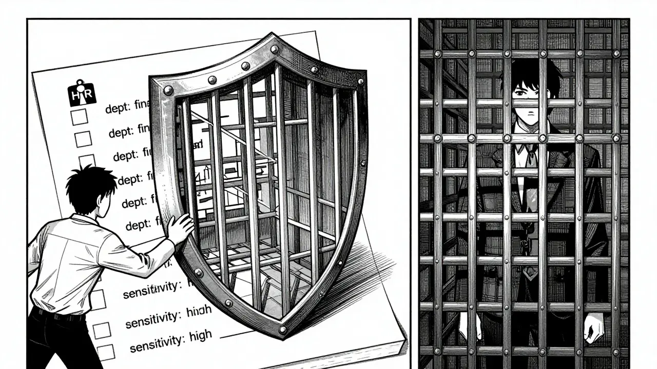 Manga art: Metadata tags form a security shield blocking unauthorized users