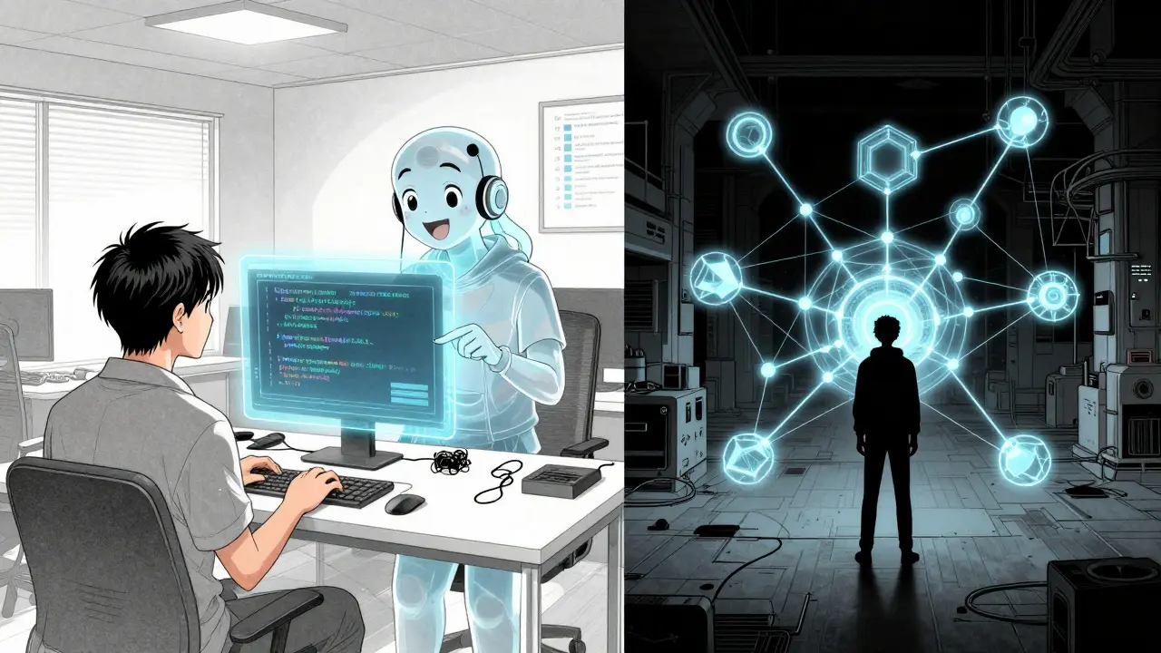 Split view: collaborative AI coding vs autonomous agents