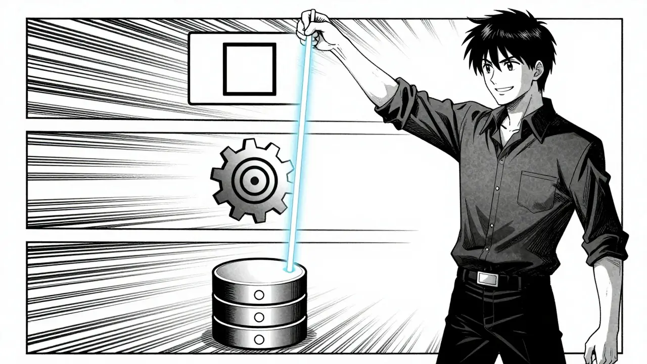 Vertical slice connecting DB, API, and UI layers in manga art