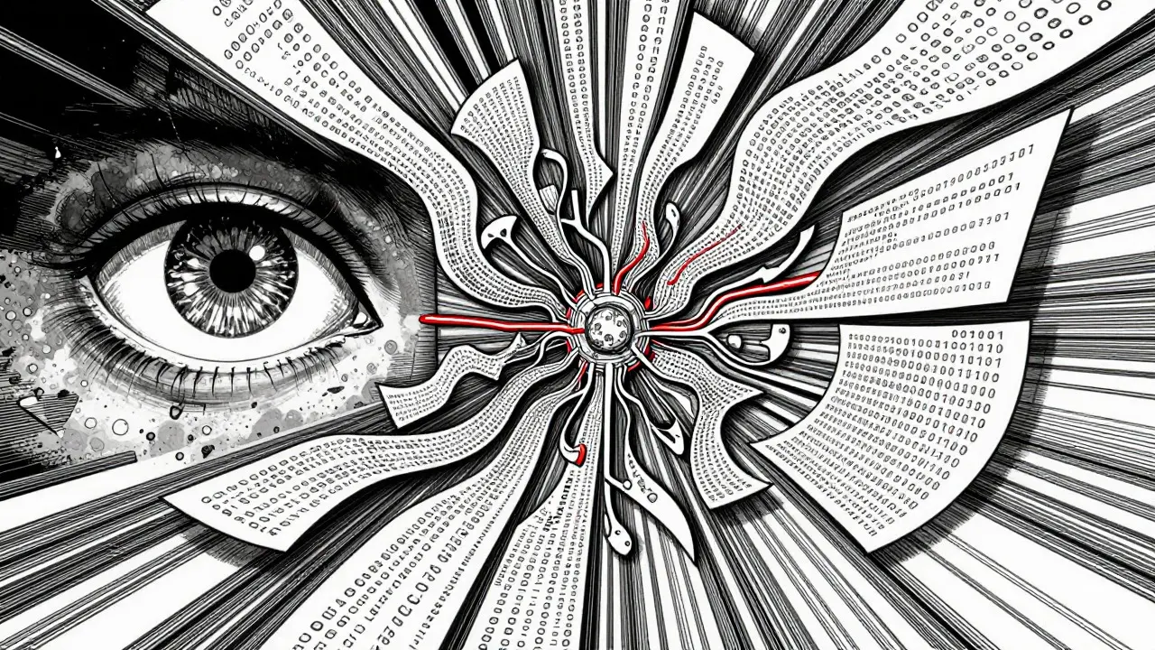 Abstract Gekiga art of AI neural network processing medical data