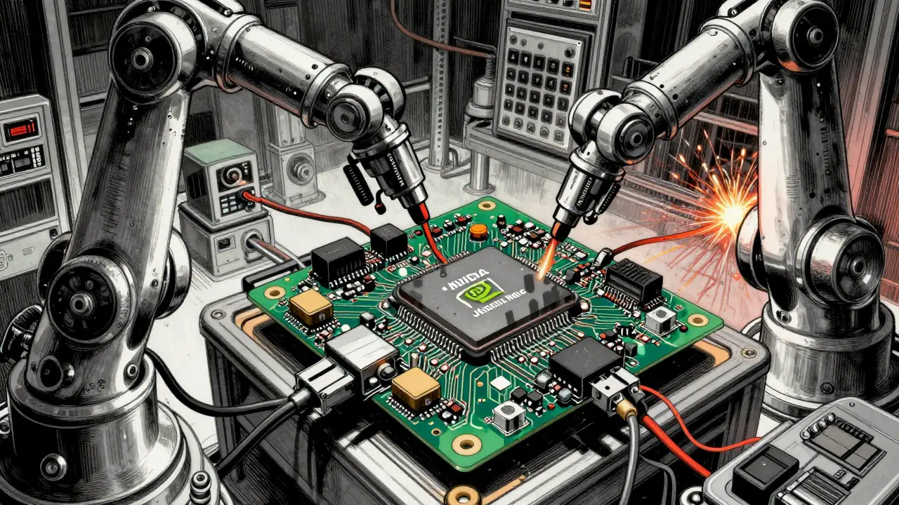 Edge AI chip powering robotics in industrial setting