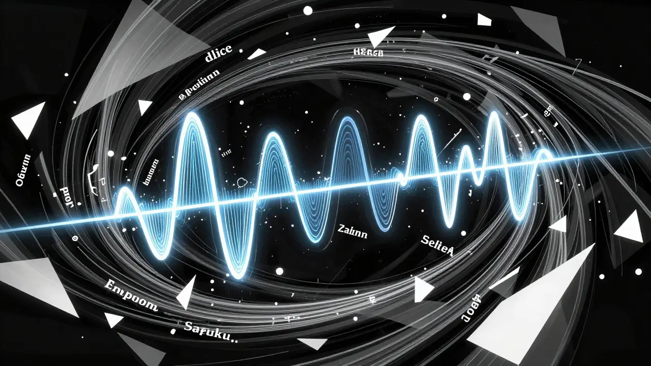 Positional encoding organizing chaotic words using sine waves in high-contrast Gekiga style