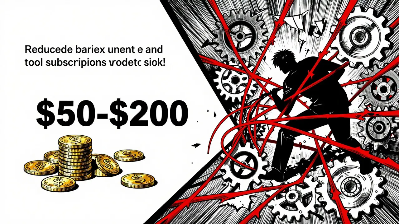 Visual metaphor of cost savings vs technical debt