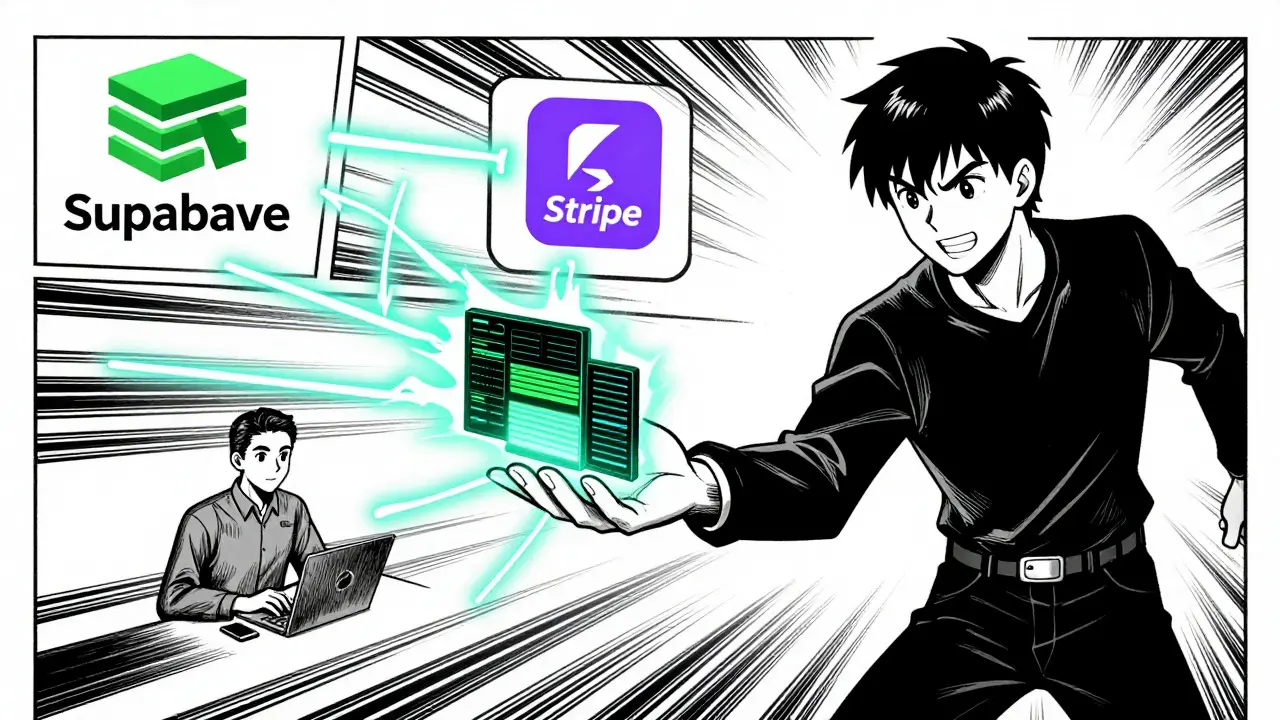 AI assistant connecting Supabase and Stripe for fast app development.