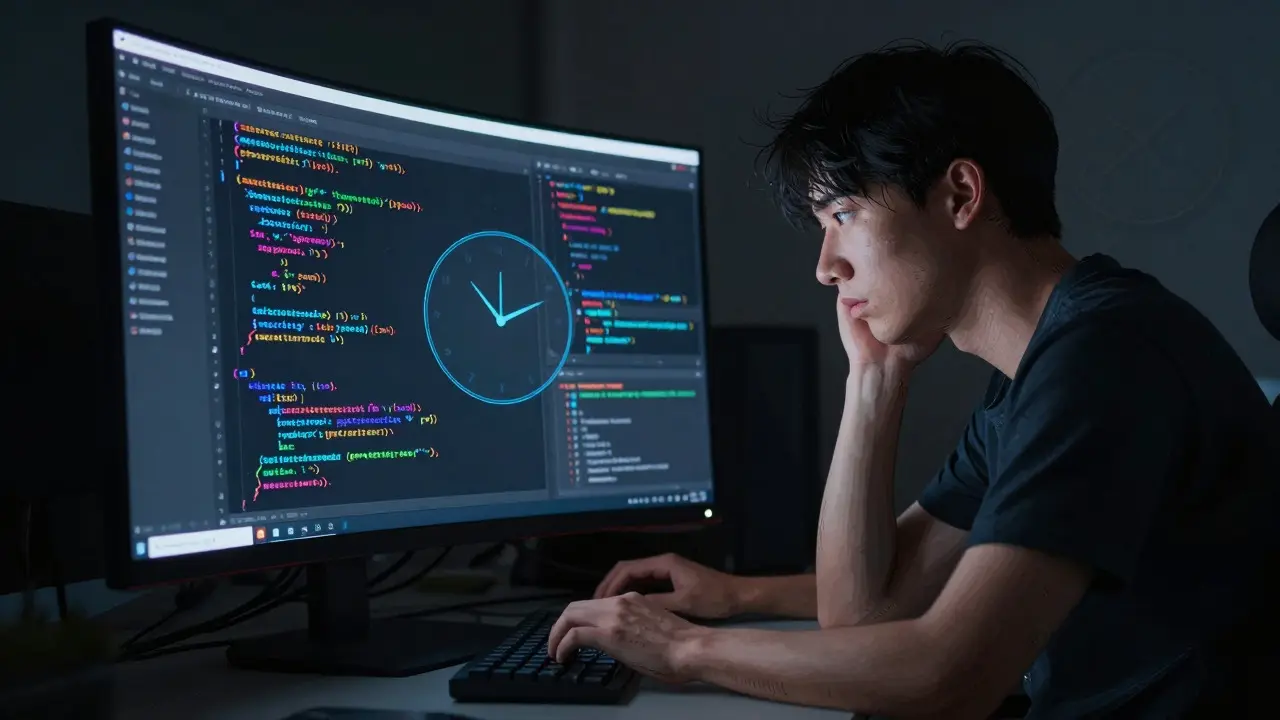 Developer analyzing code acceptance rates with time-saving visualizations