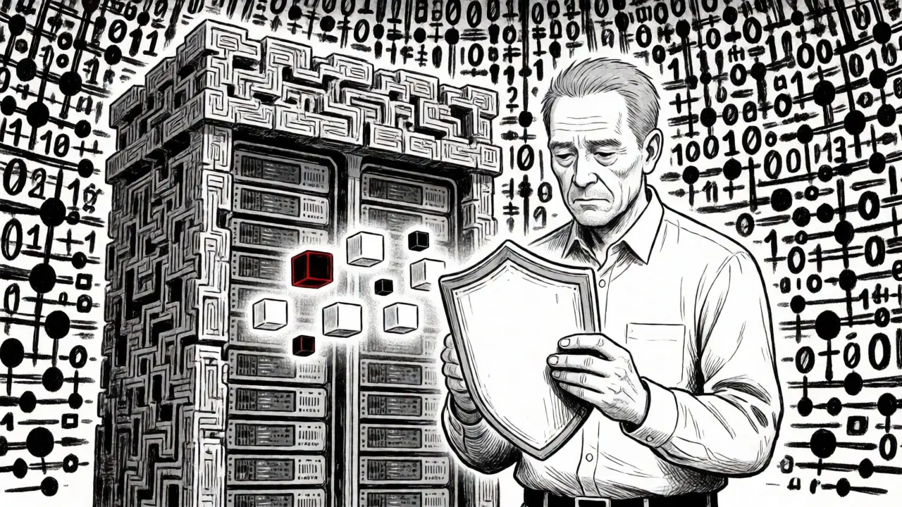 Engineer guarding enterprise systems from risky AI code in dramatic Gekiga style.