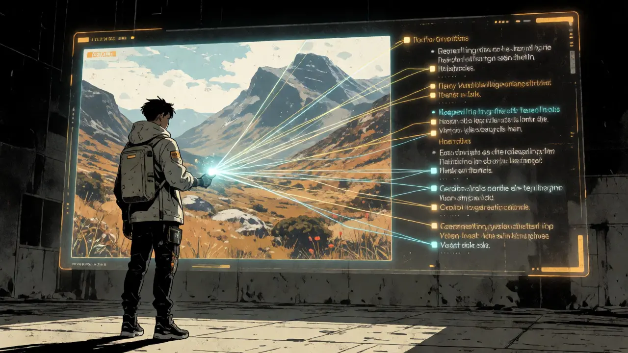 Character manipulating light threads linking image and text in multimodal Gekiga scene
