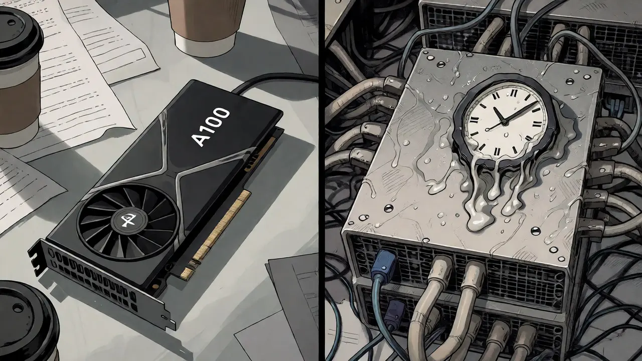 Contrast between stable A100 setup and chaotic CPU offloading environment