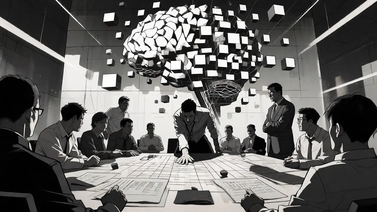 Emergency team activating circuit breakers during a critical AI system failure war room.