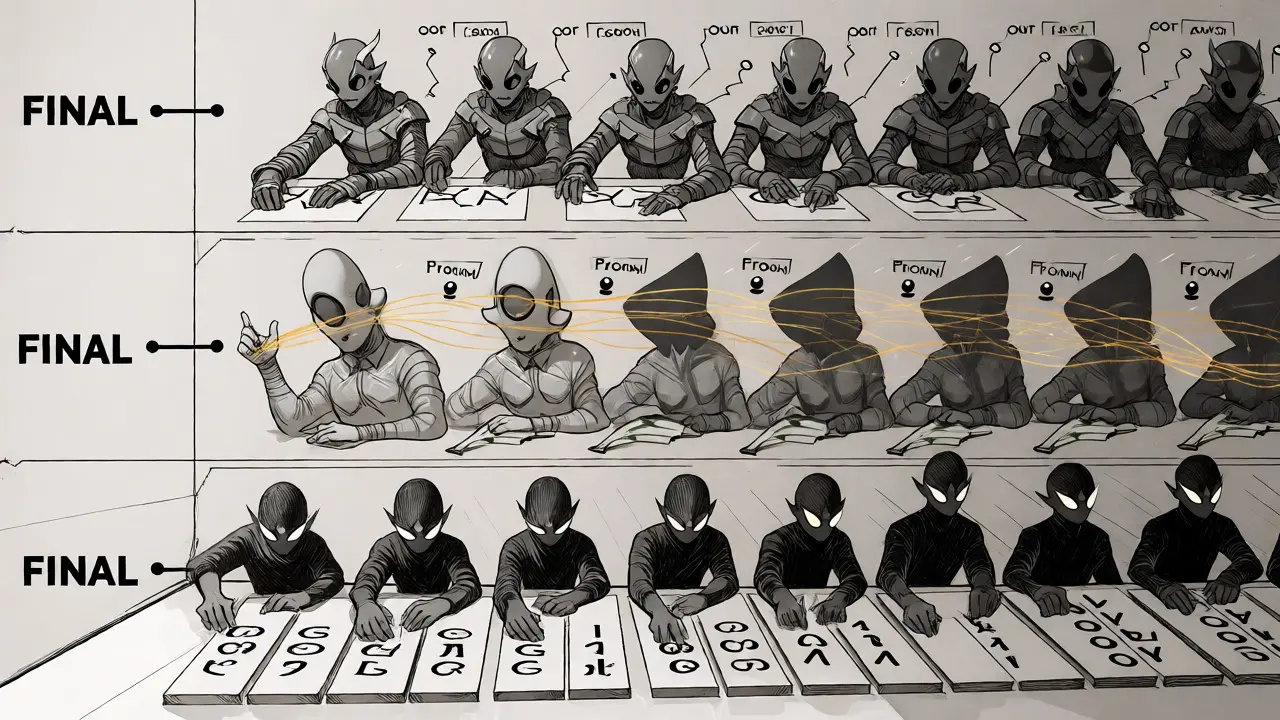 Hierarchical neural layers sorting syntax, semantics, and logic