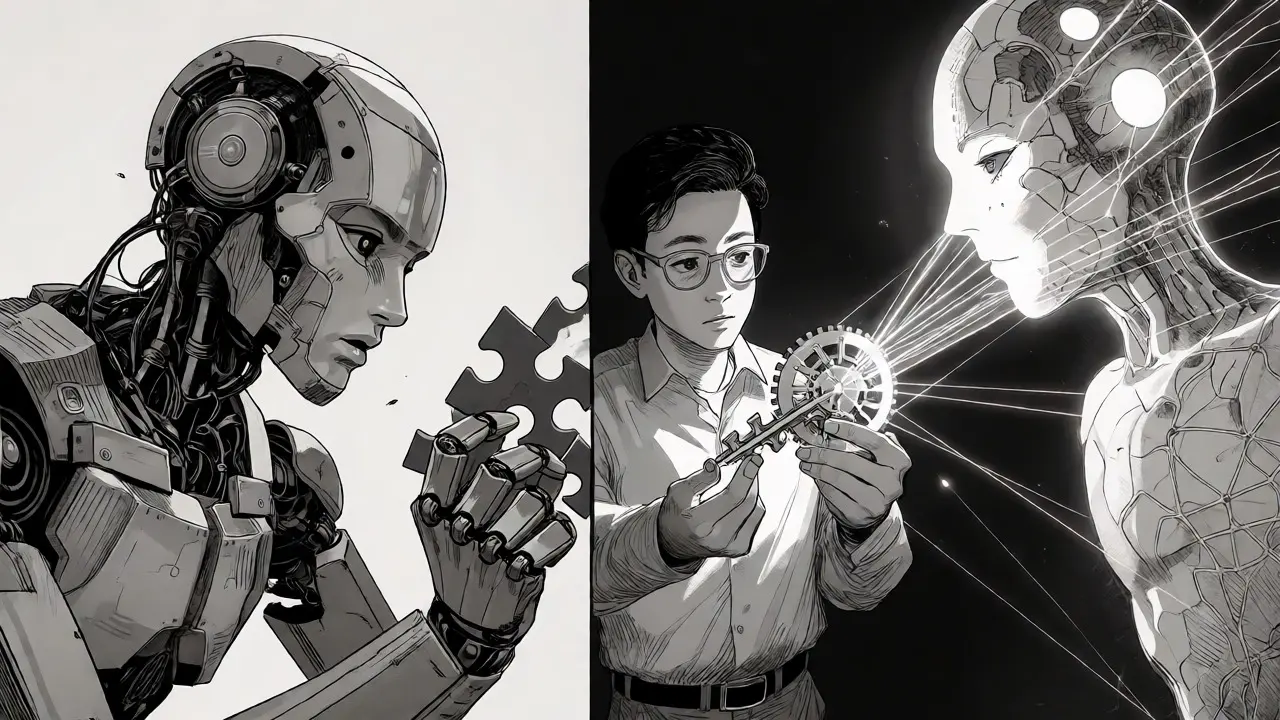 Hybrid data generation concept blending AI flexibility with deterministic tools.