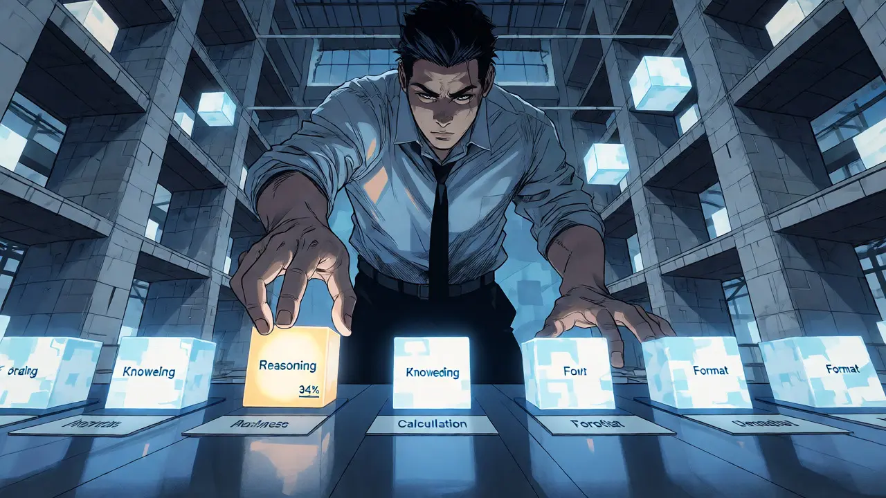 Analyst categorizing AI errors in a structured digital lab