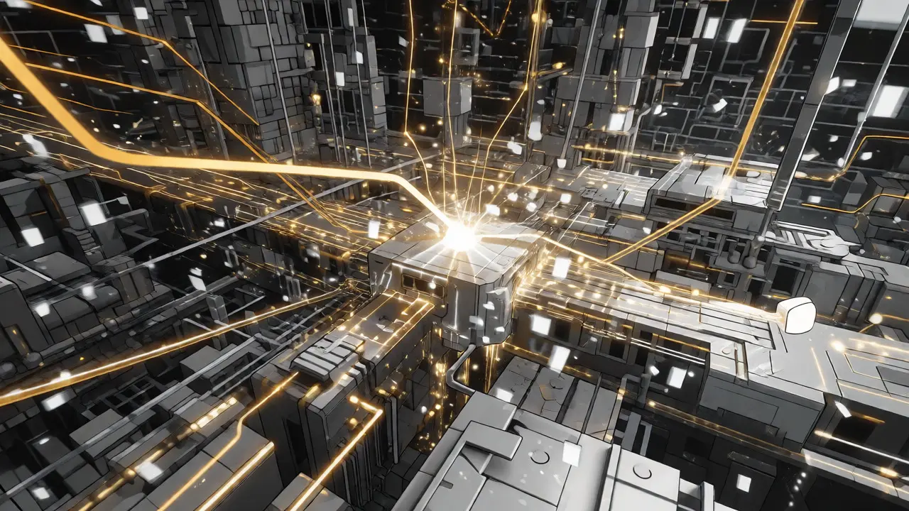 Golden threads connecting nodes in digital circuitry