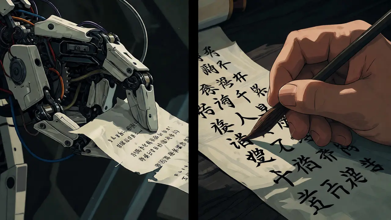 Human correcting AI-generated translations in hybrid workflow