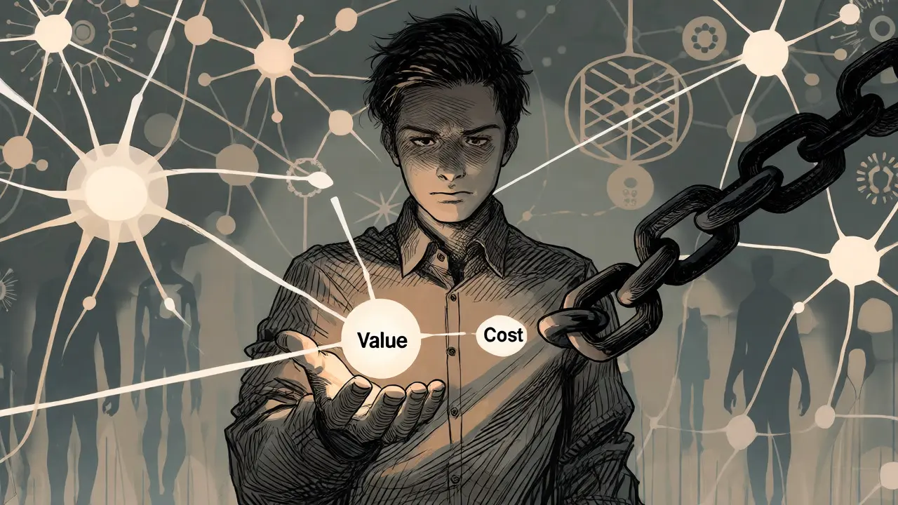 Strategist weighing value against cost among neural network paths